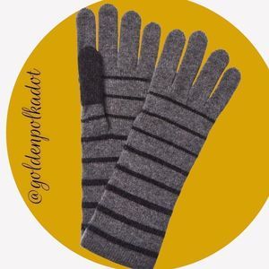 Qi Cashmere Tech Gloves Grey Combo NWT Retail $110